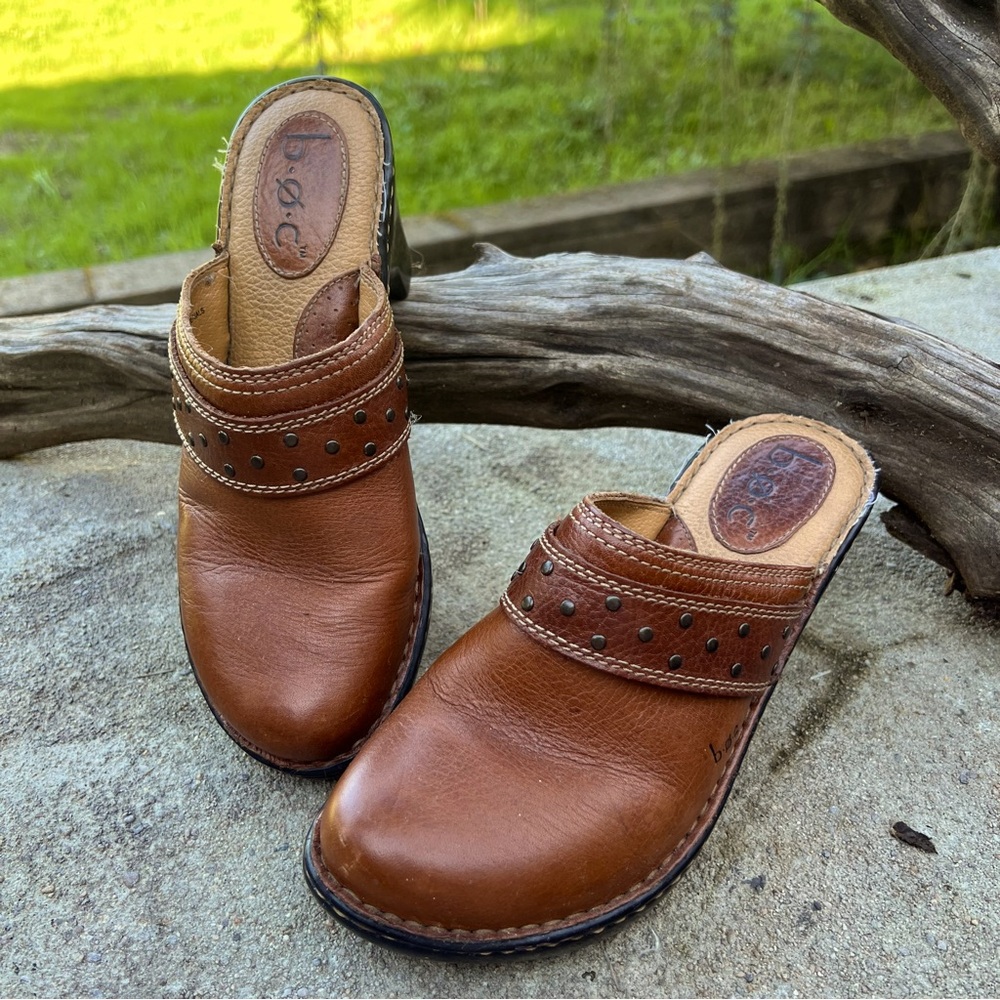 B.O.C Born Concept Size 7 Elvie Brown Braided Strap Slip On Mules